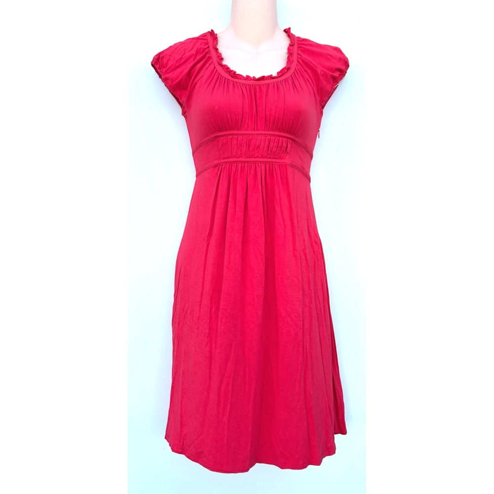 Ann Taylor LOFT Y2K Red Cap Sleeve Dress